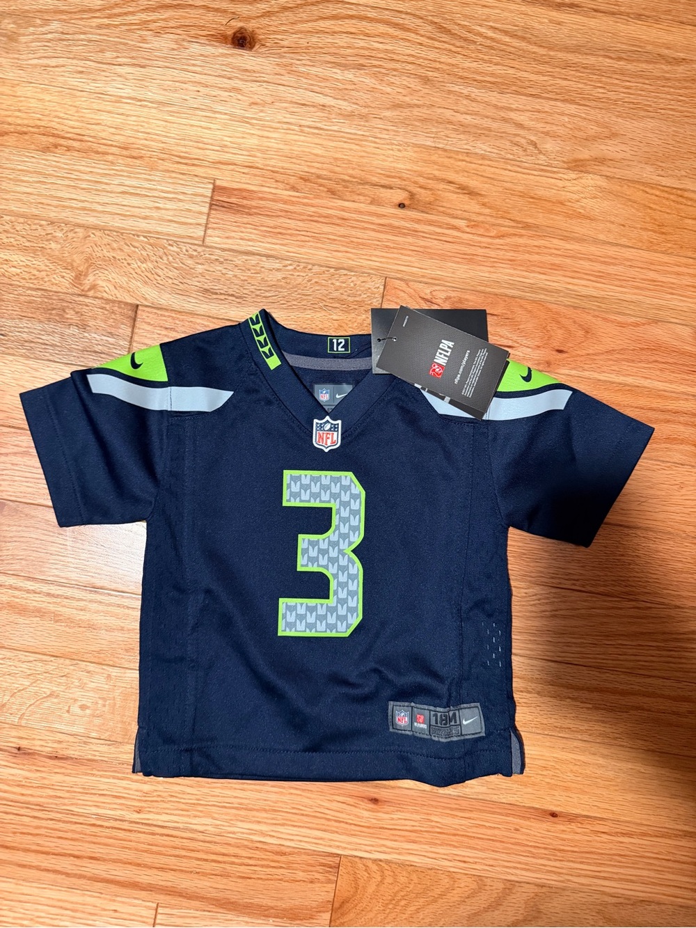 NFL Kids' Seattle Seahawks Navy and Neon Green #3 Jersey